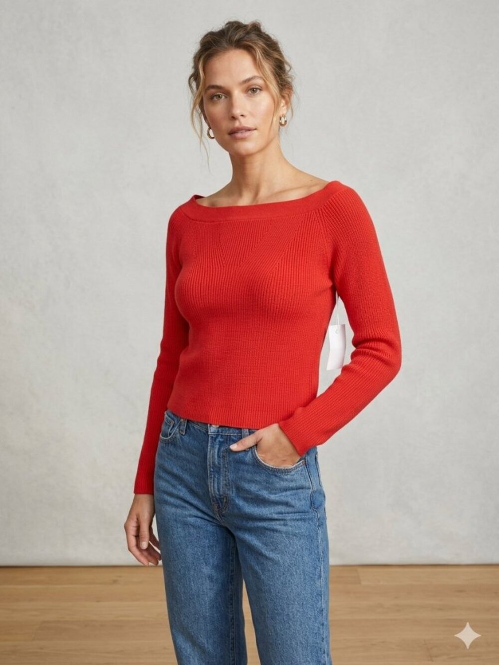 NWT Frame red wool/acrylic blend off-the-shoulder sweater, size S